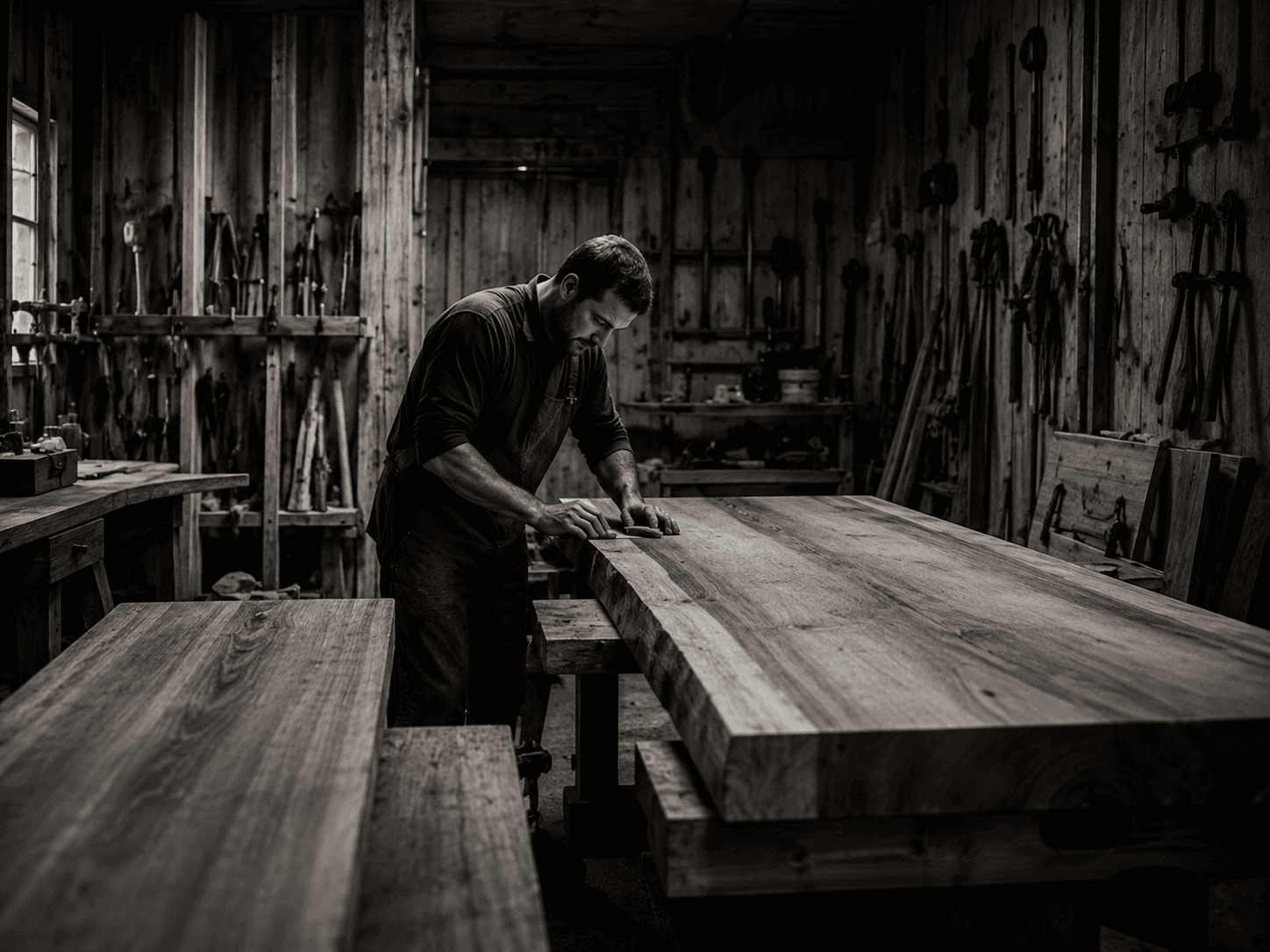 A Surí artisan working a solid wood surface